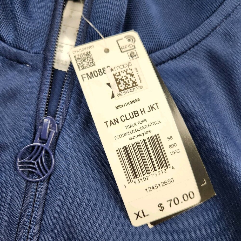 Men's Adidas Club Jacket Size XL Blue Polyester Track Soccer Jacket - Picture 5 of 11